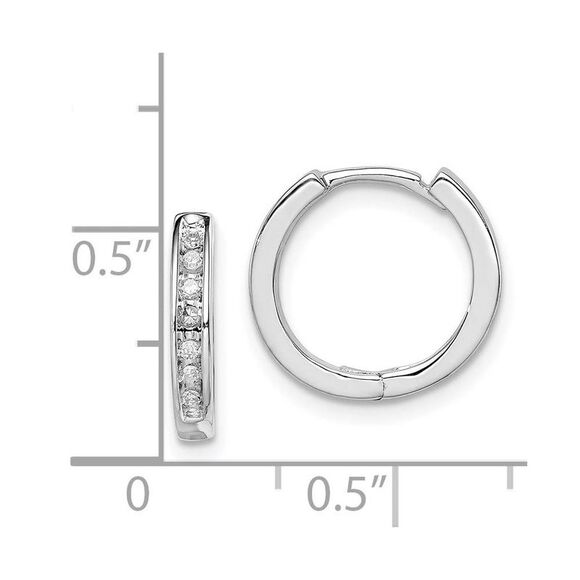 1/10 Carat Diamond Huggie Round Hoop Earrings in Sterling Silver, 13mm - Picture 4 of 5